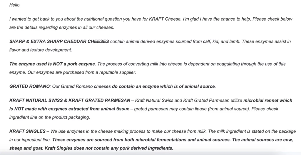 Kraft reply